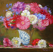 Summer Bouquet in Delft Vase