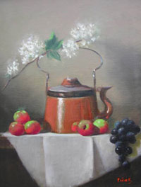 Copper, Apples, Grapes and Flowers by Richard Pionk