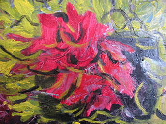 Red Flower in Black Pot by Robert Weinstein