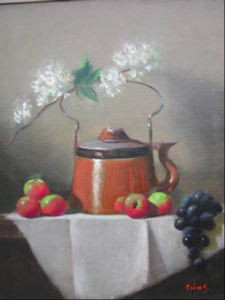 Copper, Apples, Grapes and Flowers